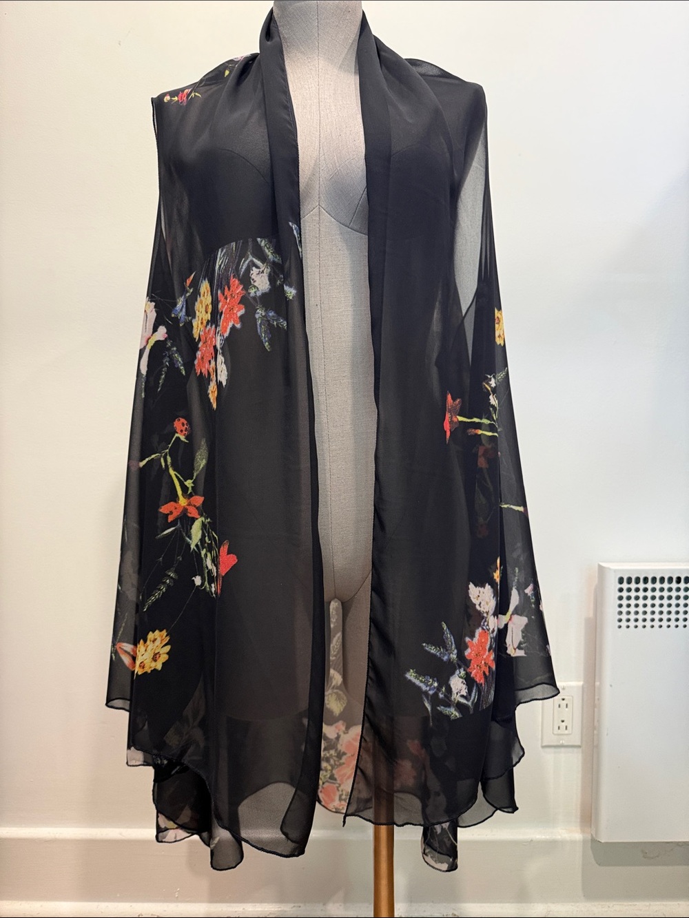 Lace Sheer Floral Kimono Vest | One Size